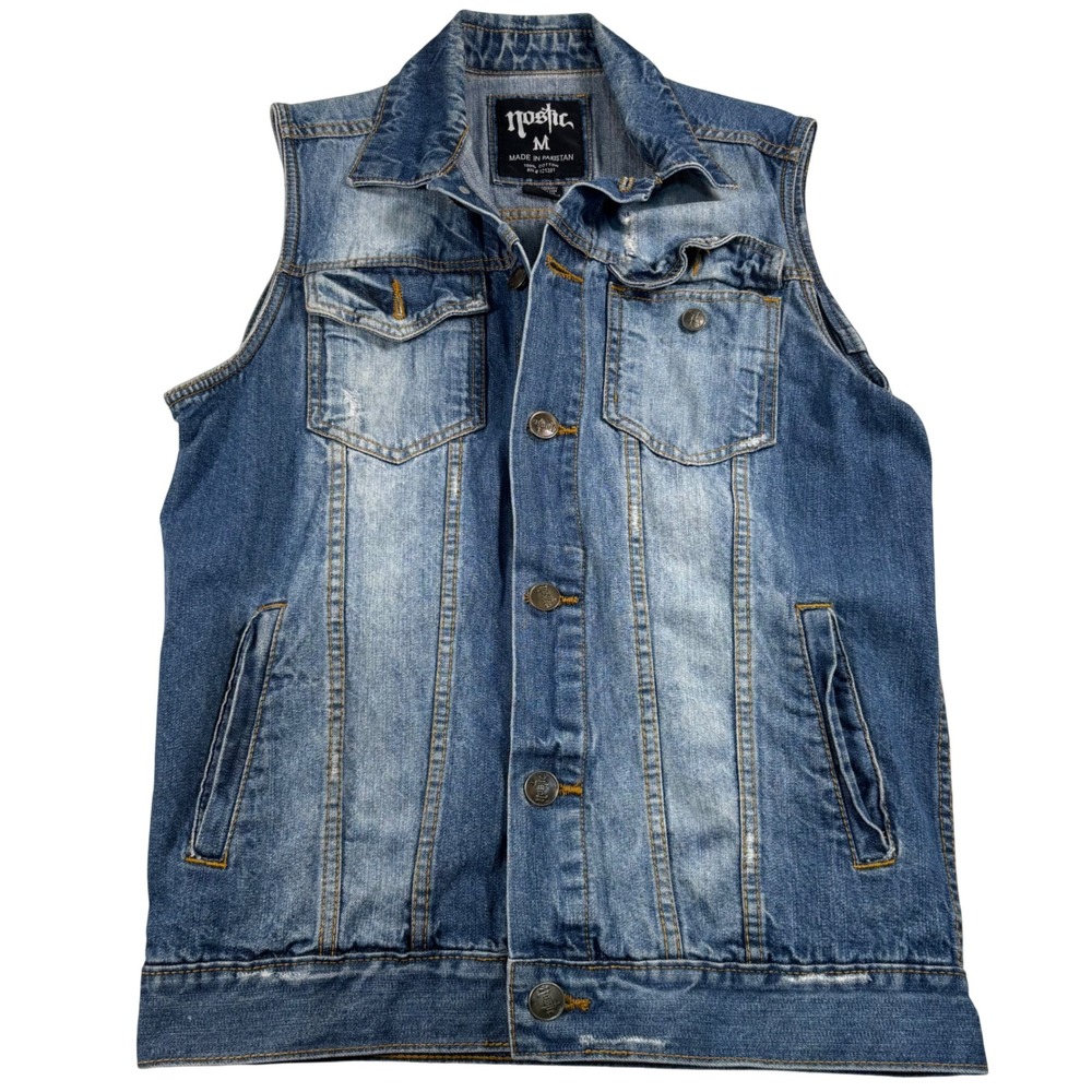 vintage nostic biker metal rock distressed denim jacket 1990s grunge blue skater